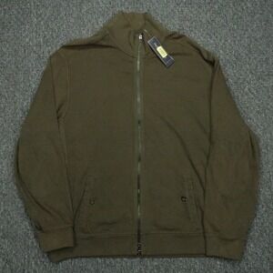 Polo Ralph Lauren Jacket Men XL Green Full Zip Pockets Bomber Sweatshirt Sweater